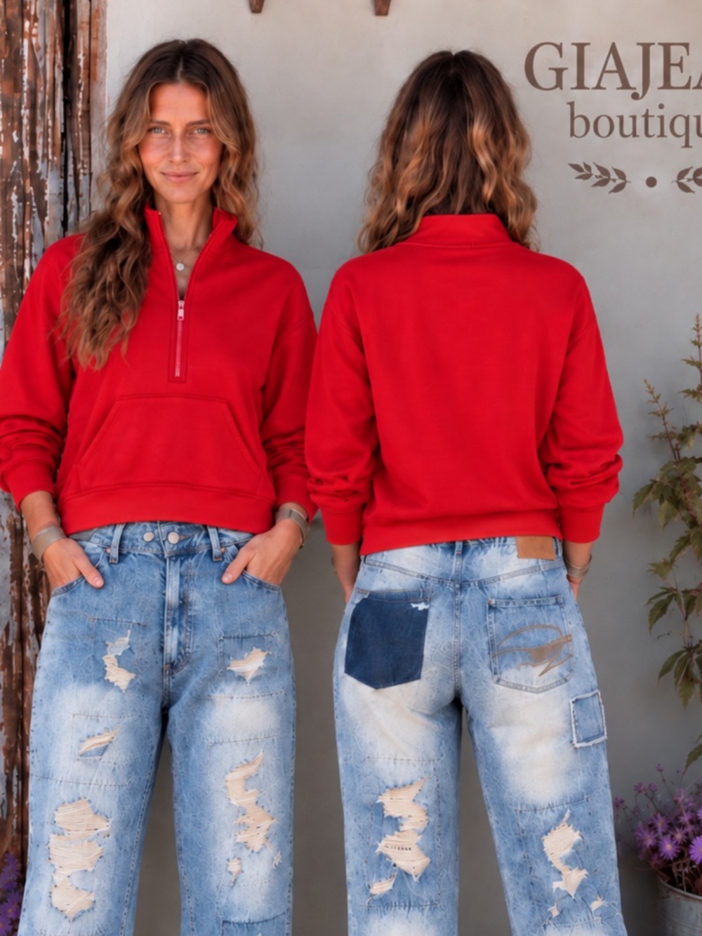 ❤️ ZENANA “ CHERYL “ ZENANA SCUBA 1/4 ZIP PULLOVER TOP JACKET